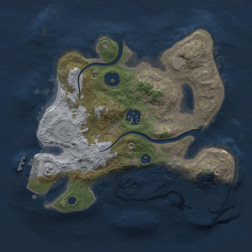 Rust Map: Procedural Map, Size: 2500, Seed: 2002086035, 7 Monuments