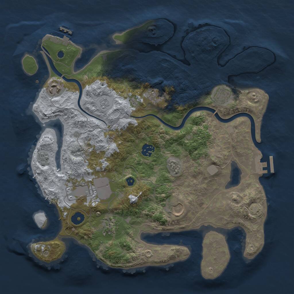 Rust Map: Procedural Map, Size: 3500, Seed: 369653344, 14 Monuments