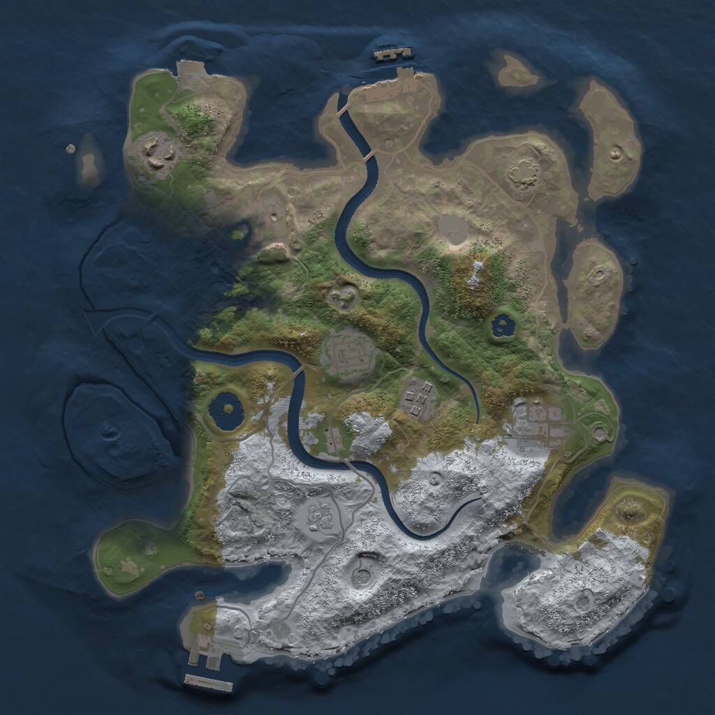 Rust Map: Procedural Map, Size: 3000, Seed: 1985980934, 11 Monuments