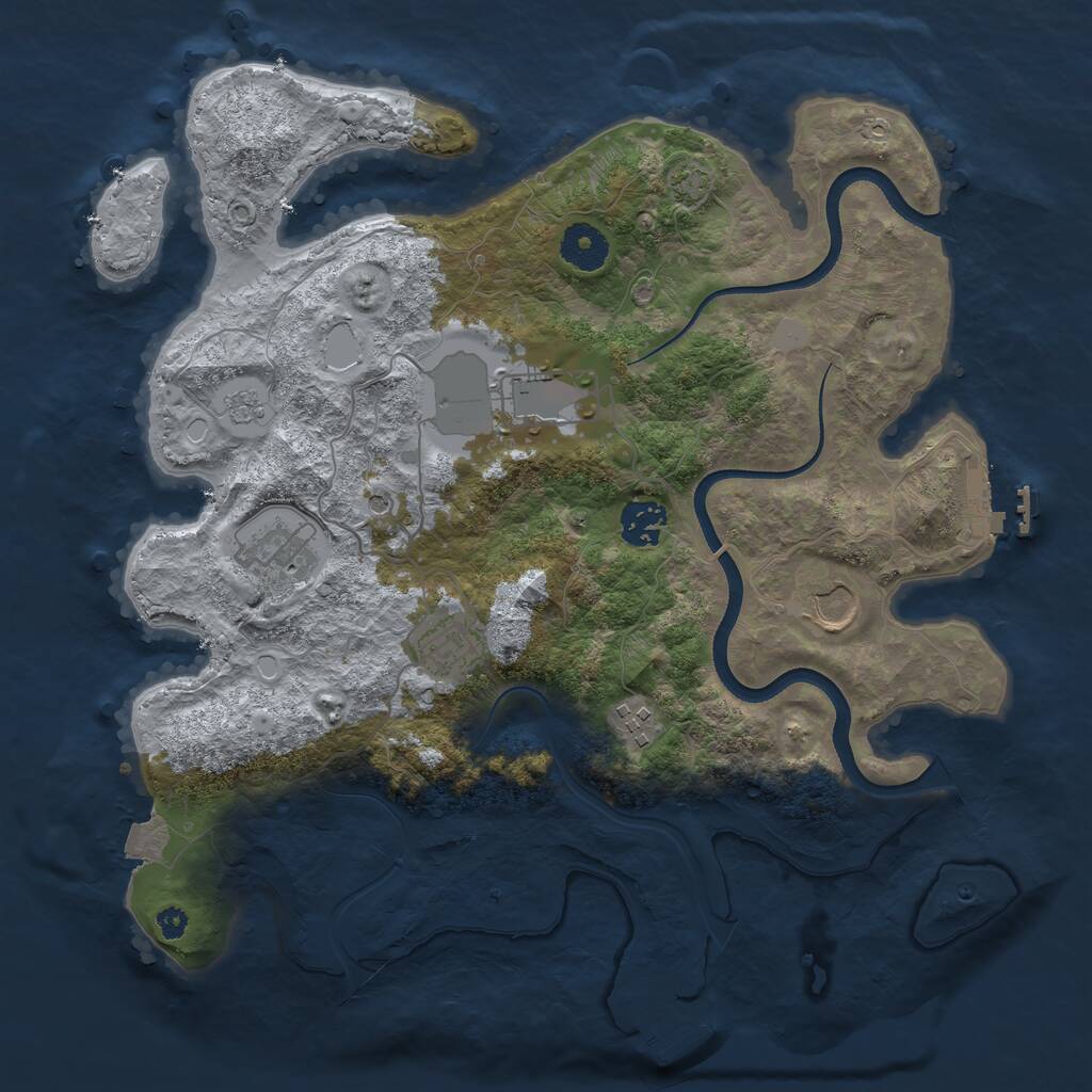 Rust Map: Procedural Map, Size: 3500, Seed: 53030, 12 Monuments