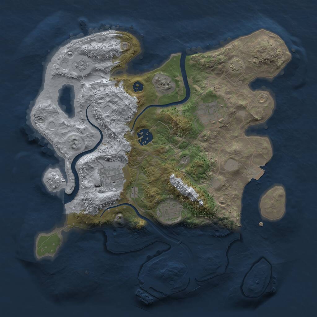 Rust Map: Procedural Map, Size: 3000, Seed: 920372, 9 Monuments