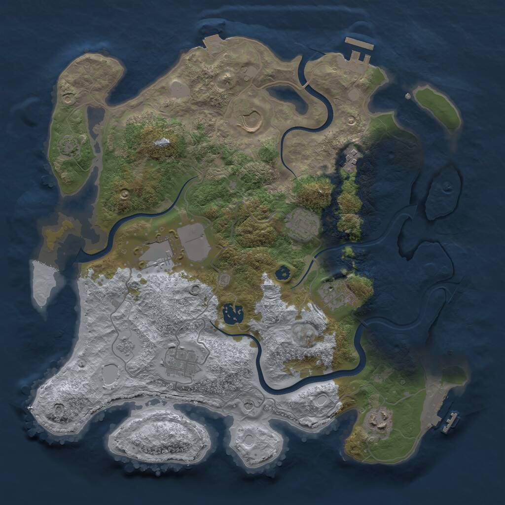 Rust Map: Procedural Map, Size: 3500, Seed: 1148261579, 14 Monuments