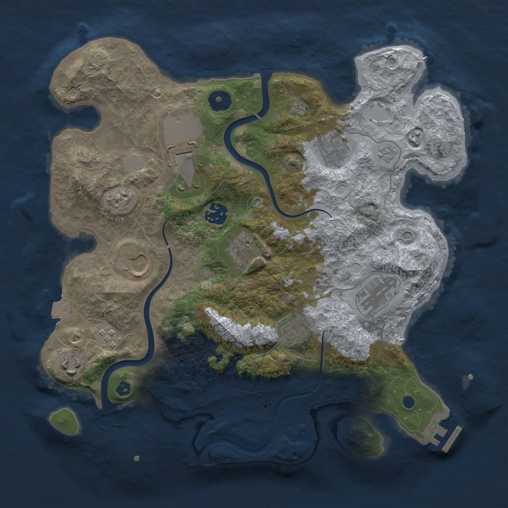 Rust Map: Procedural Map, Size: 3500, Seed: 1266184320, 14 Monuments