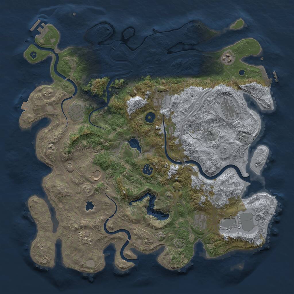 Rust Map: Procedural Map, Size: 4250, Seed: 498418, 16 Monuments