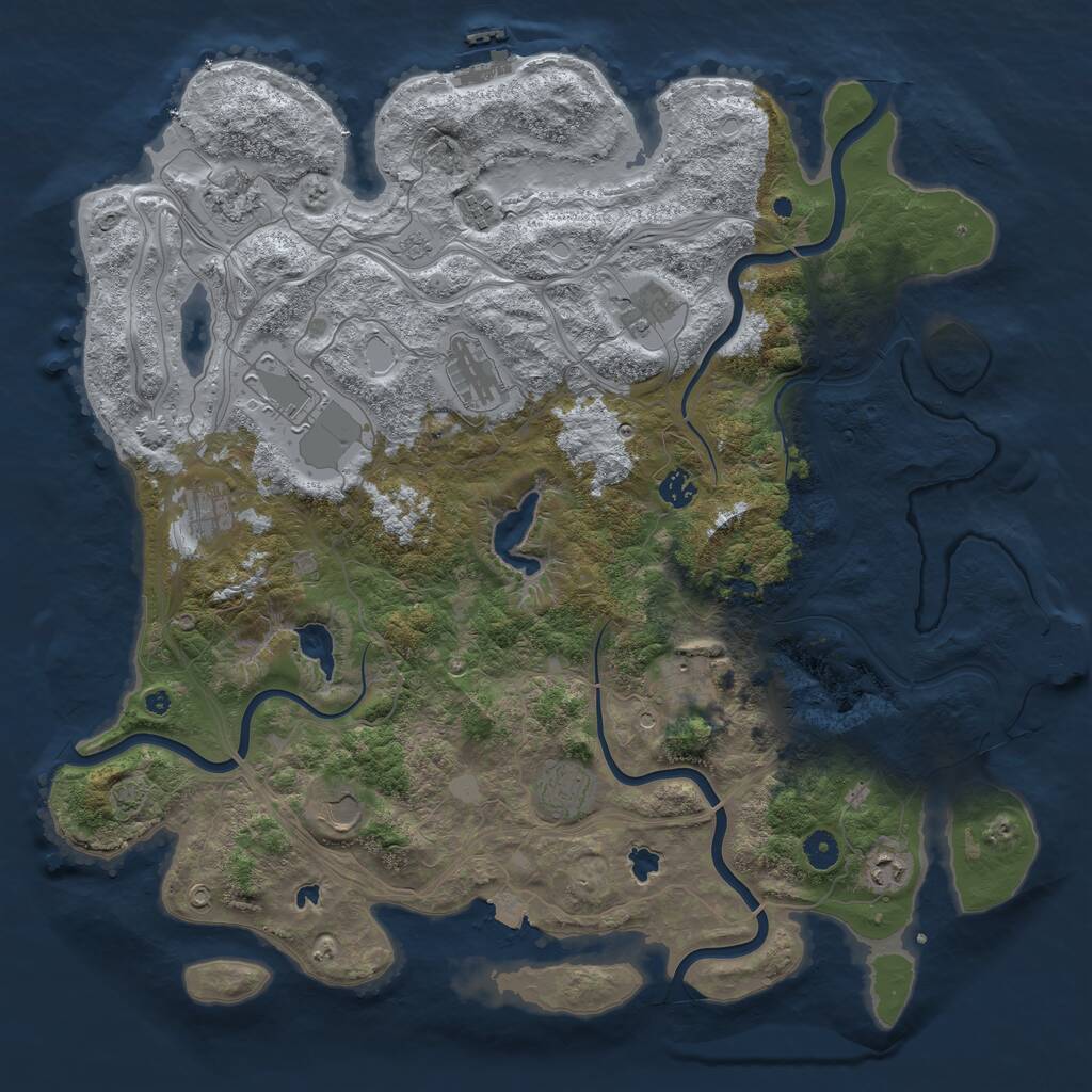 Rust Map: Procedural Map, Size: 4500, Seed: 366742352, 17 Monuments