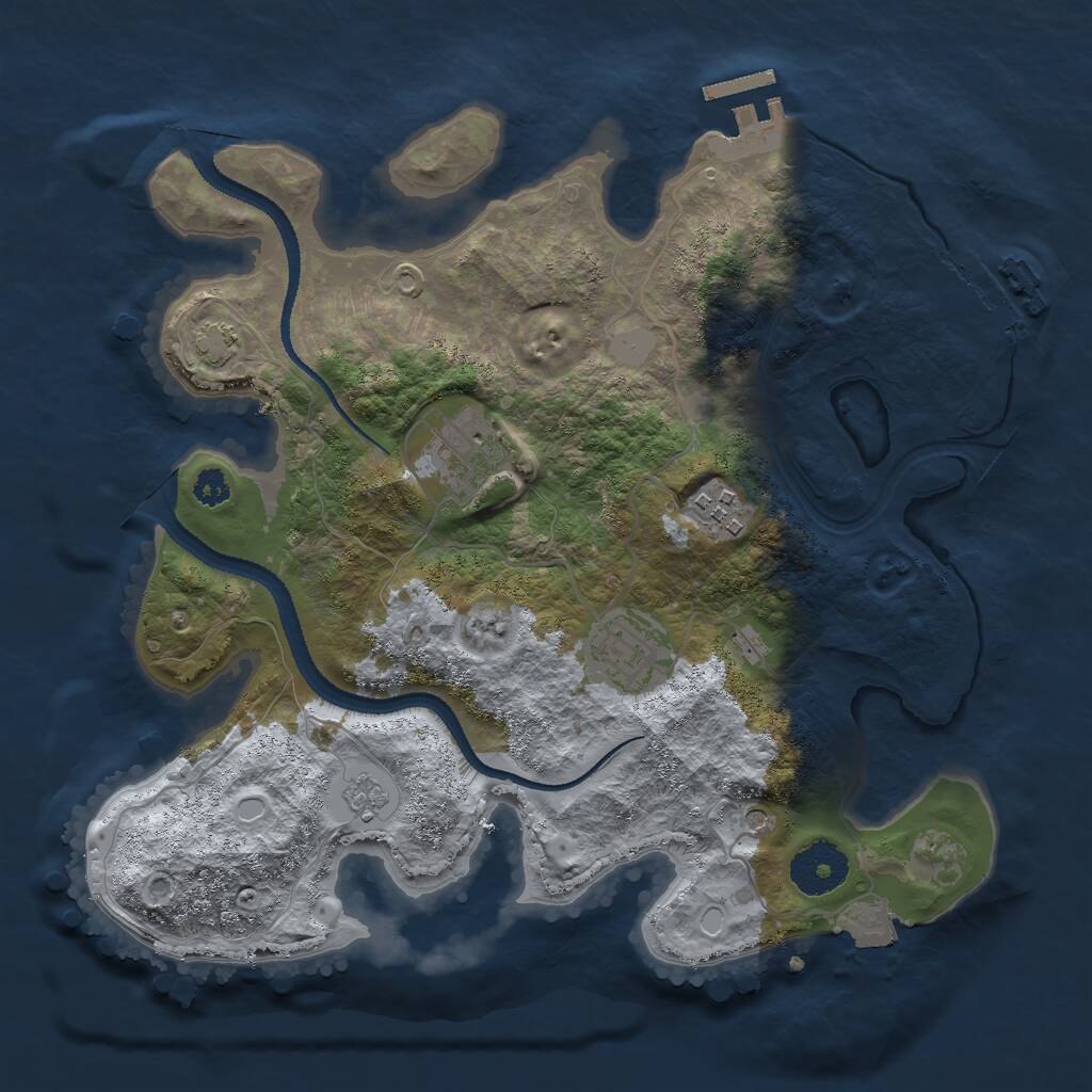 Rust Map: Procedural Map, Size: 3000, Seed: 1622513609, 9 Monuments