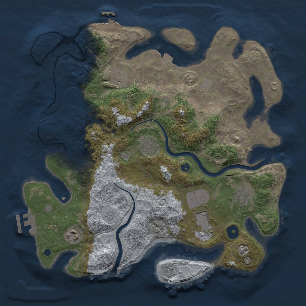 Rust Map: Procedural Map, Size: 3500, Seed: 1565310520, 12 Monuments