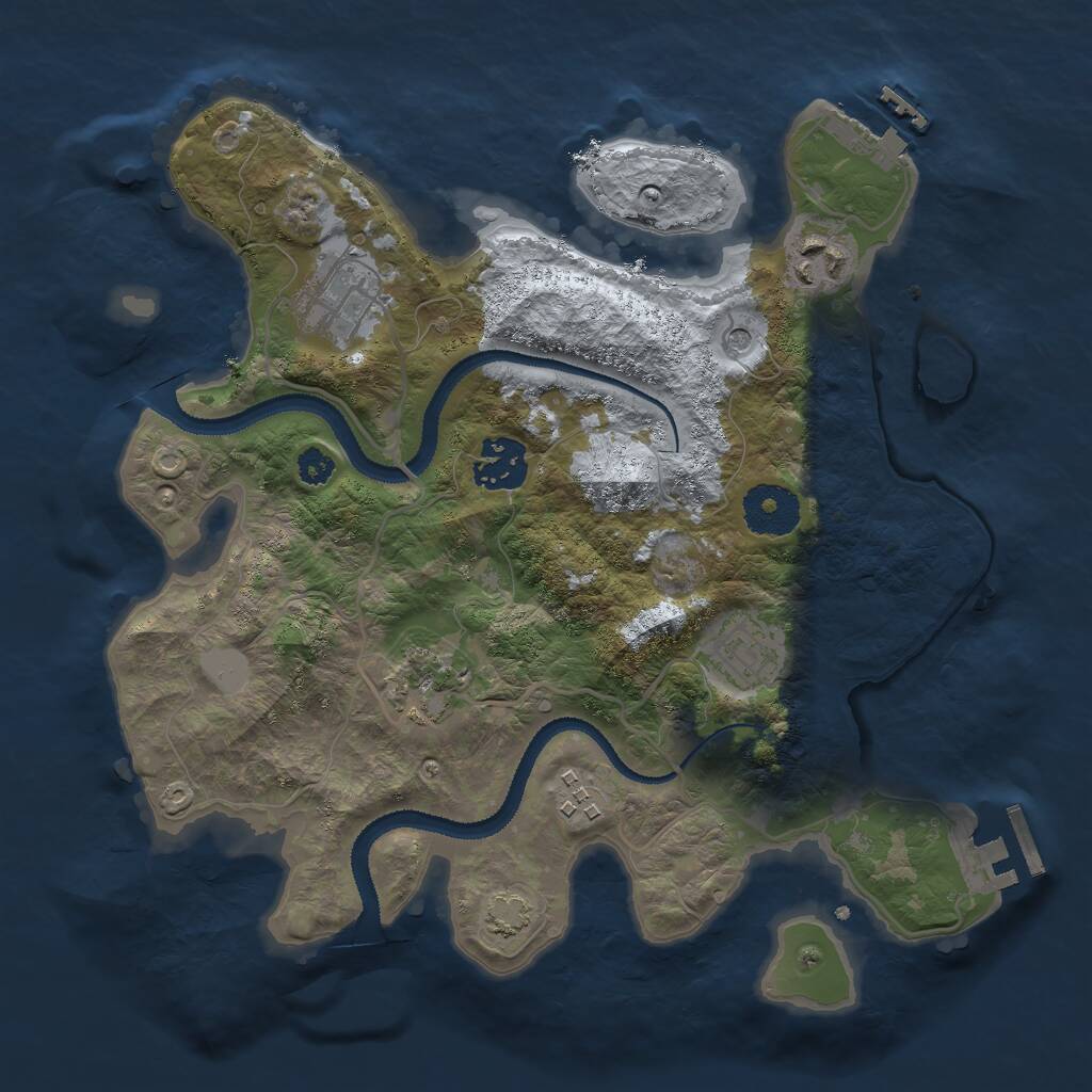 Rust Map: Procedural Map, Size: 3000, Seed: 728906673, 11 Monuments