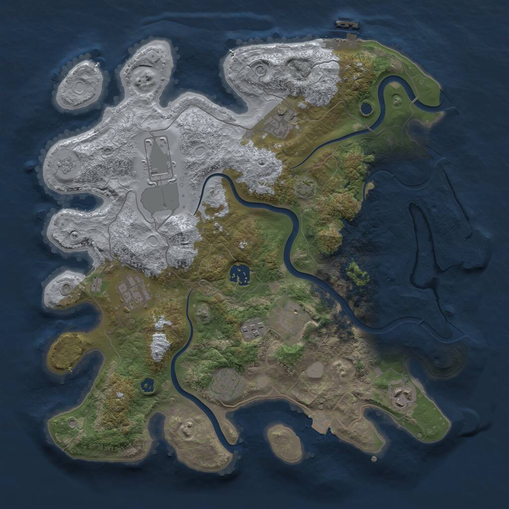 Rust Map: Procedural Map, Size: 3600, Seed: 437781, 14 Monuments