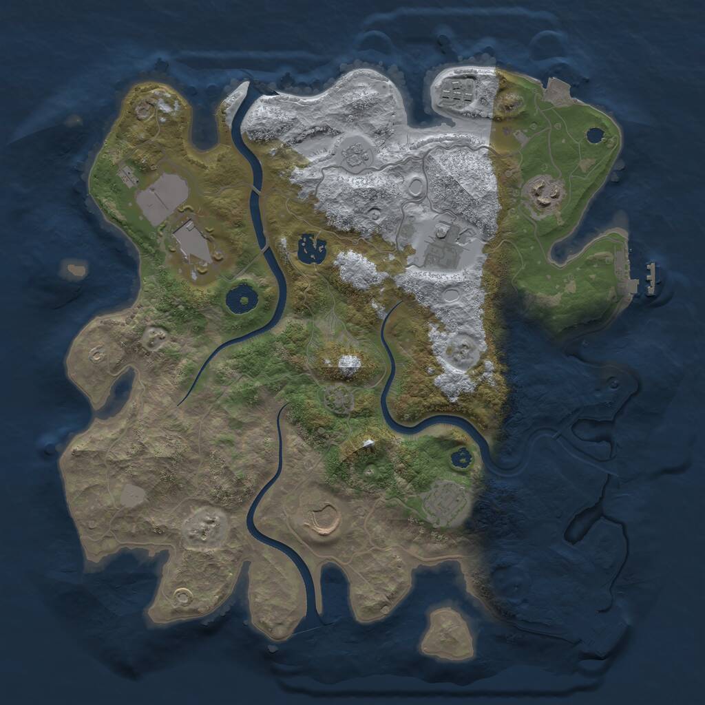 Rust Map: Procedural Map, Size: 3500, Seed: 728906673, 12 Monuments