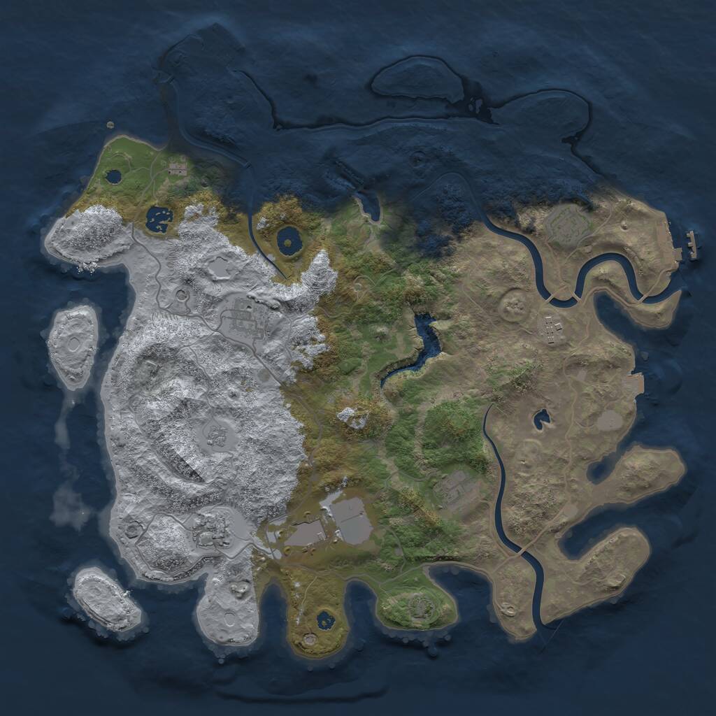 Rust Map: Procedural Map, Size: 4000, Seed: 1242036267, 13 Monuments