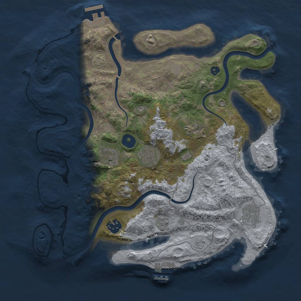 Rust Map: Procedural Map, Size: 3300, Seed: 1072983145, 12 Monuments