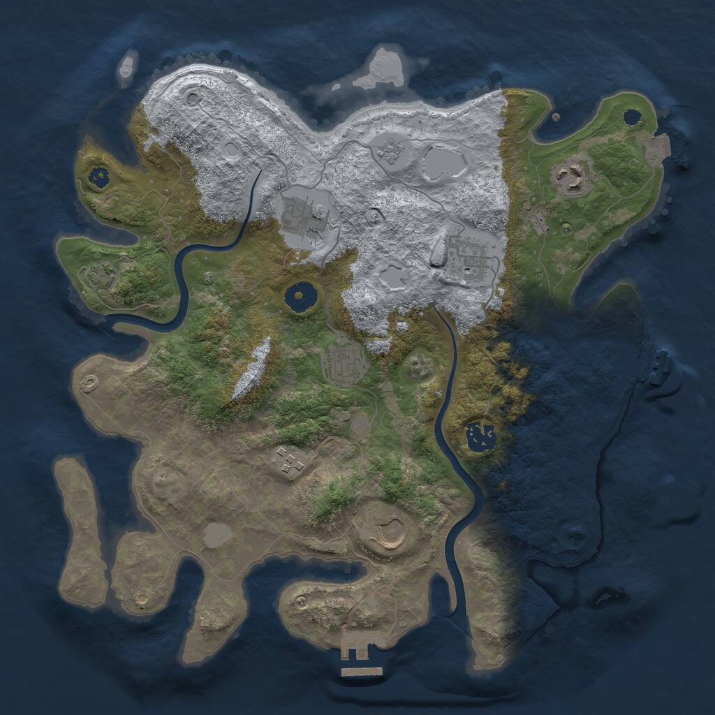 Rust Map: Procedural Map, Size: 3500, Seed: 231191, 12 Monuments