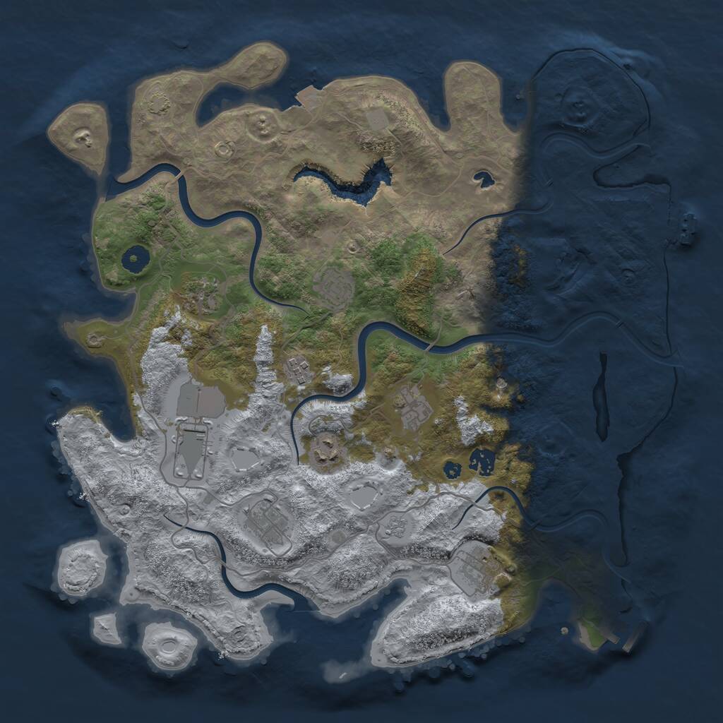 Rust Map: Procedural Map, Size: 4000, Seed: 54893, 15 Monuments