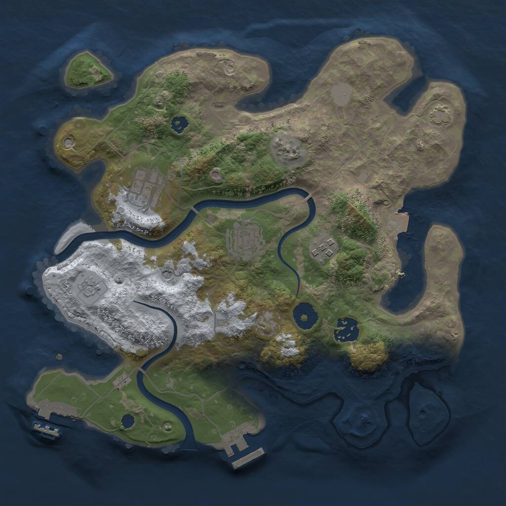 Rust Map: Procedural Map, Size: 3000, Seed: 164788015, 10 Monuments
