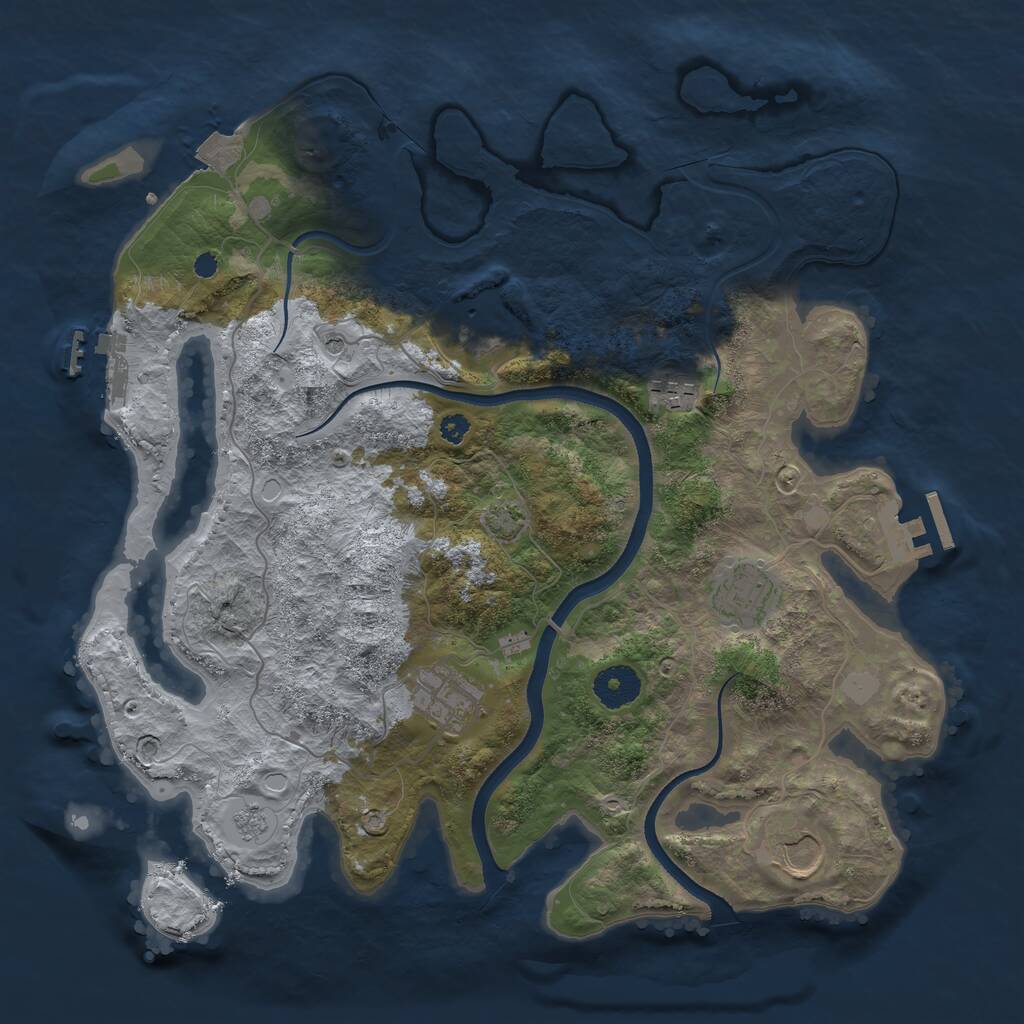 Rust Map: Procedural Map, Size: 3500, Seed: 805747706, 11 Monuments
