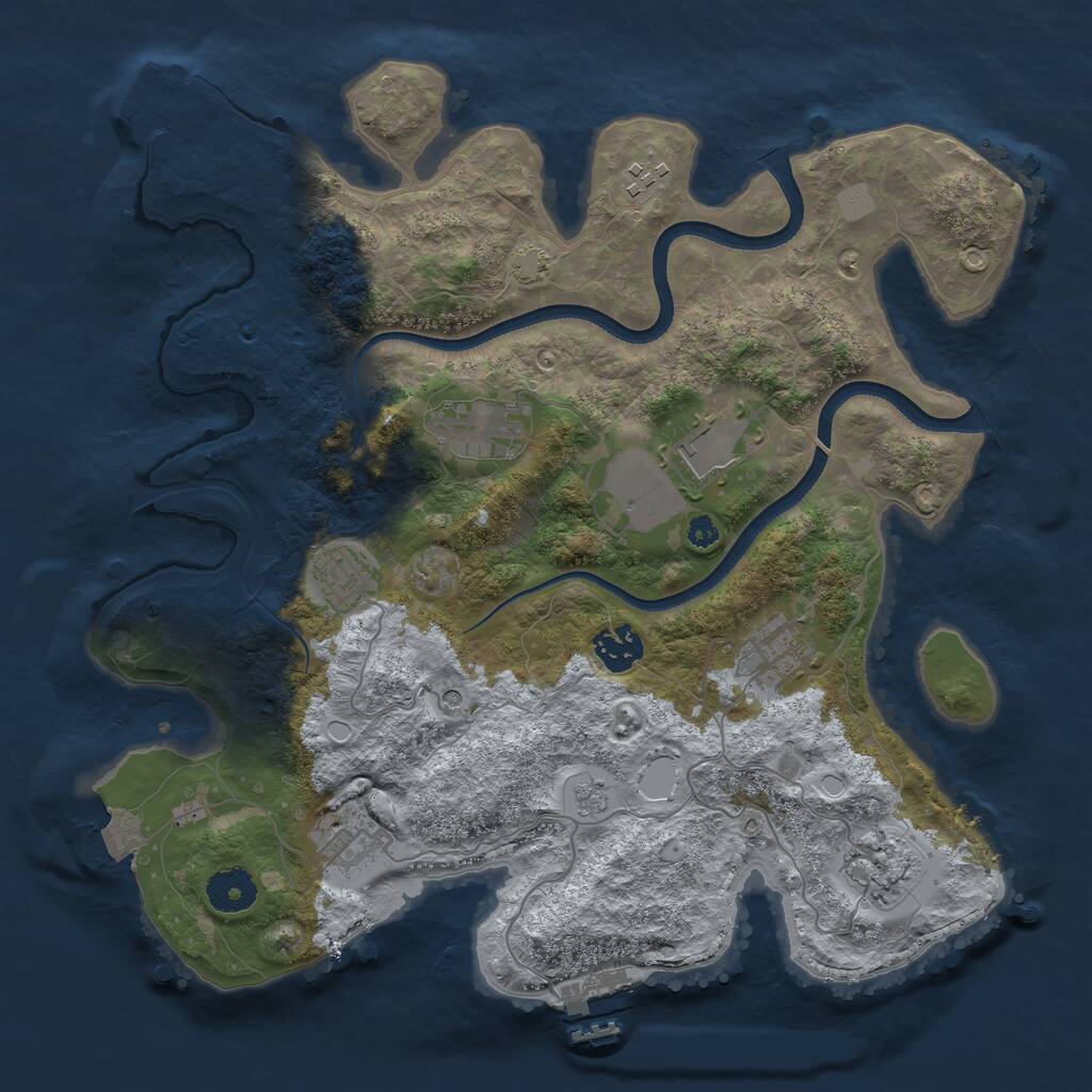 Rust Map: Procedural Map, Size: 3500, Seed: 848191690, 14 Monuments