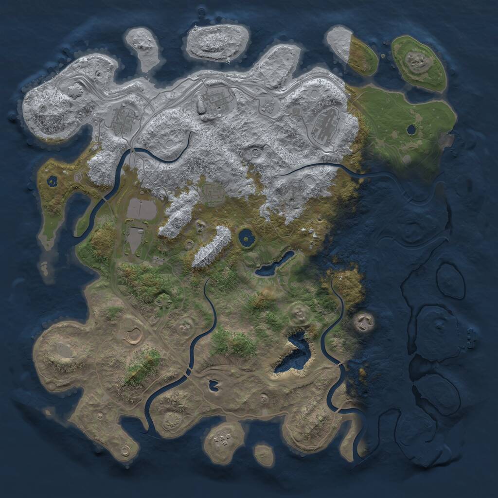 Rust Map: Procedural Map, Size: 4440, Seed: 1234, 14 Monuments