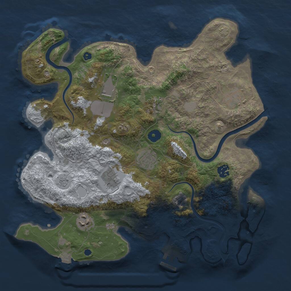 Rust Map: Procedural Map, Size: 3500, Seed: 164788015, 13 Monuments