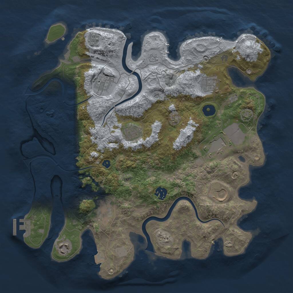 Rust Map: Procedural Map, Size: 3600, Seed: 892212, 14 Monuments