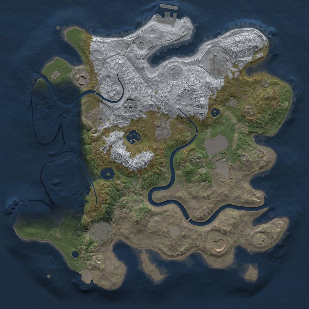 Rust Map: Procedural Map, Size: 3500, Seed: 6539490, 15 Monuments