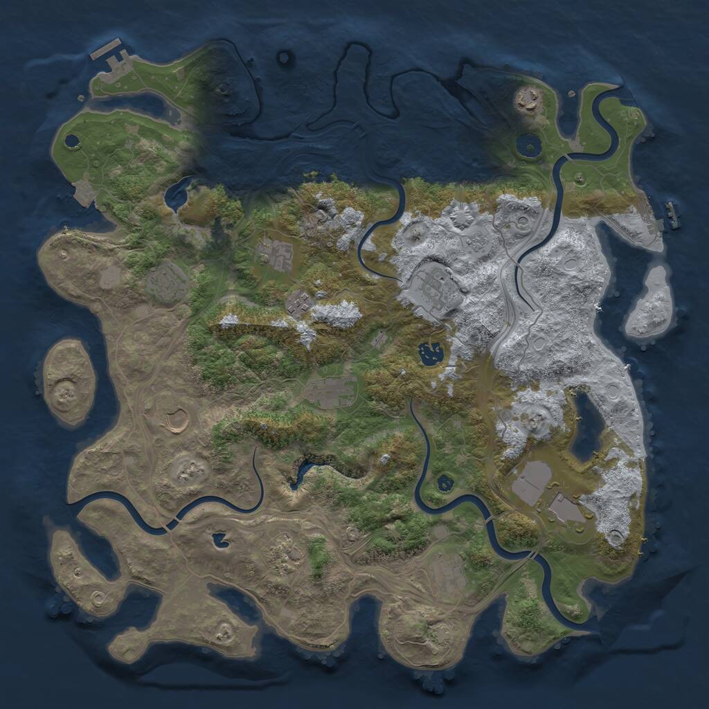 Rust Map: Procedural Map, Size: 4300, Seed: 276667, 17 Monuments