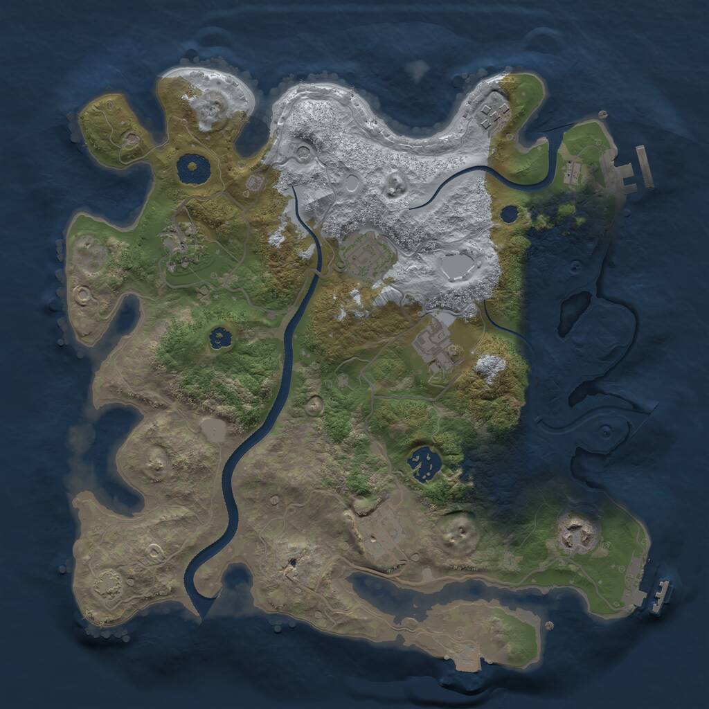 Rust Map: Procedural Map, Size: 3250, Seed: 199939355, 12 Monuments