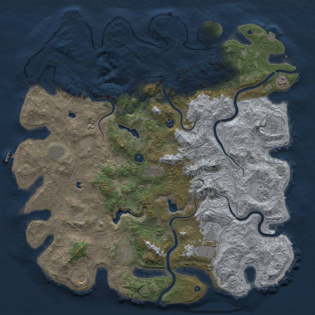 Rust Map: Procedural Map, Size: 5000, Seed: 7513863, 17 Monuments