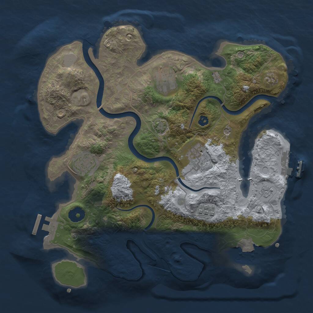 Rust Map: Procedural Map, Size: 3000, Seed: 5823, 10 Monuments