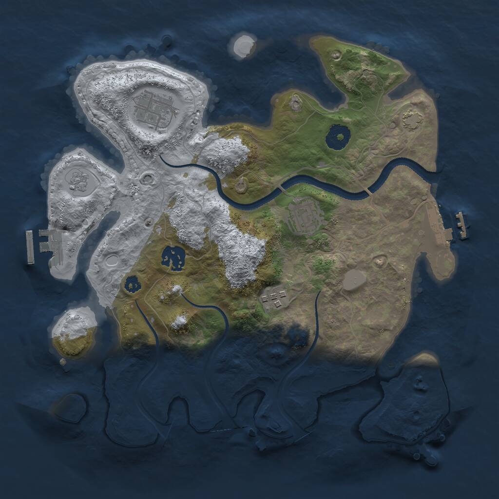 Rust Map: Procedural Map, Size: 3000, Seed: 912322, 9 Monuments