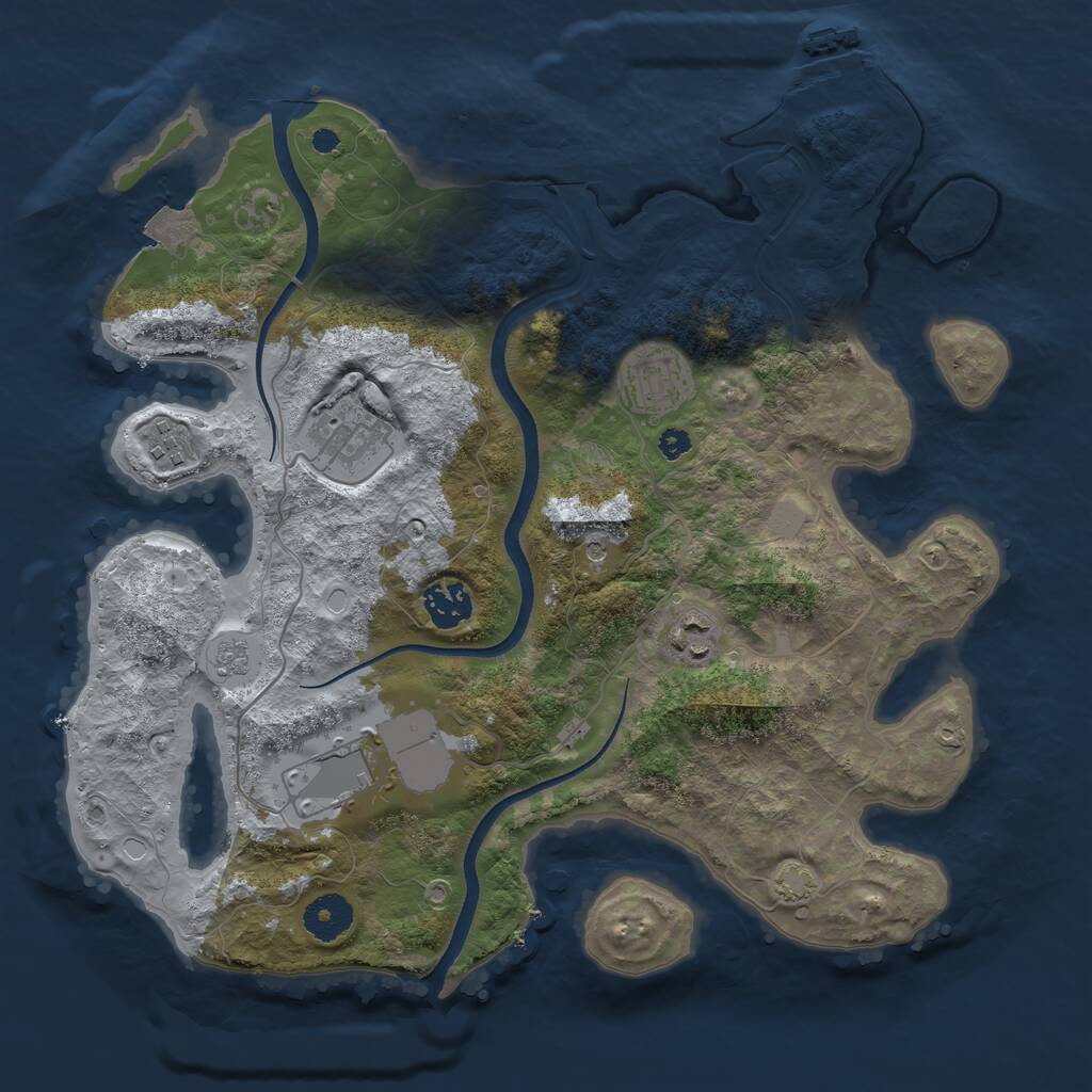 Rust Map: Procedural Map, Size: 3500, Seed: 955391834, 11 Monuments