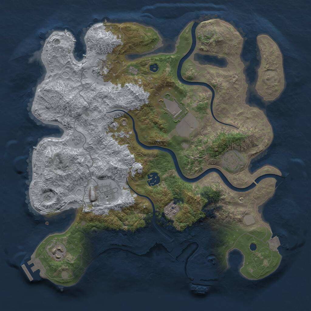 Rust Map: Procedural Map, Size: 3500, Seed: 198560185, 13 Monuments