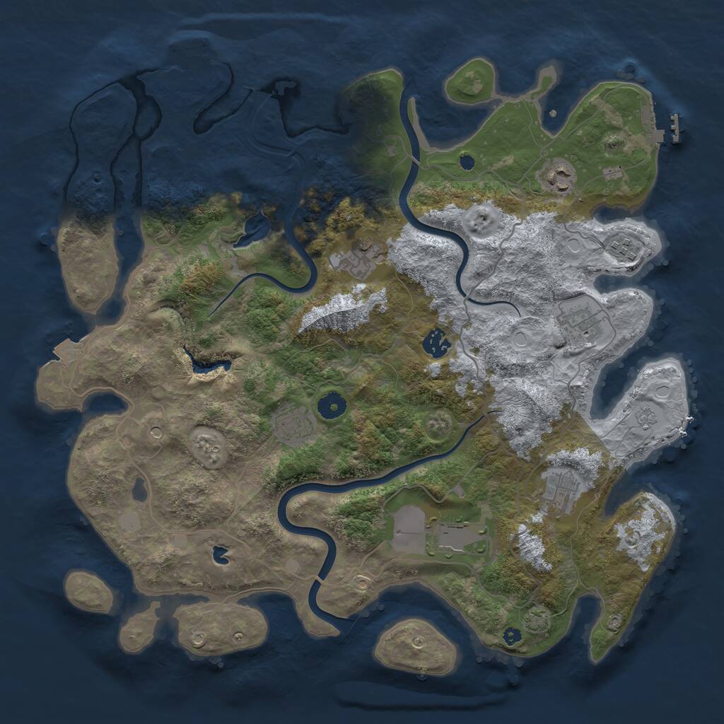 Rust Map: Procedural Map, Size: 4000, Seed: 8910, 14 Monuments