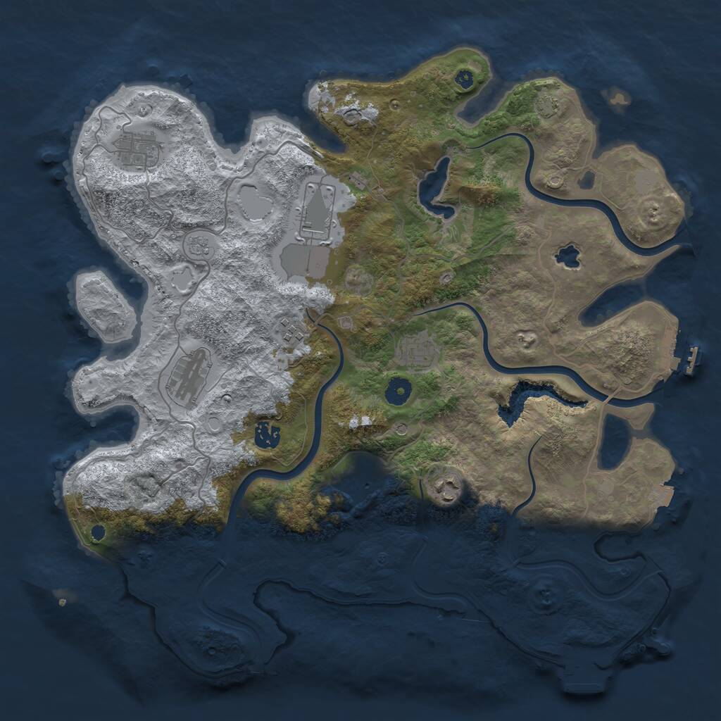 Rust Map: Procedural Map, Size: 4000, Seed: 1037606852, 14 Monuments