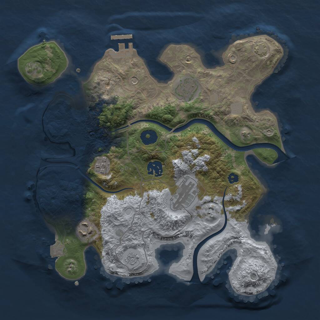 Rust Map: Procedural Map, Size: 3000, Seed: 1596629597, 10 Monuments