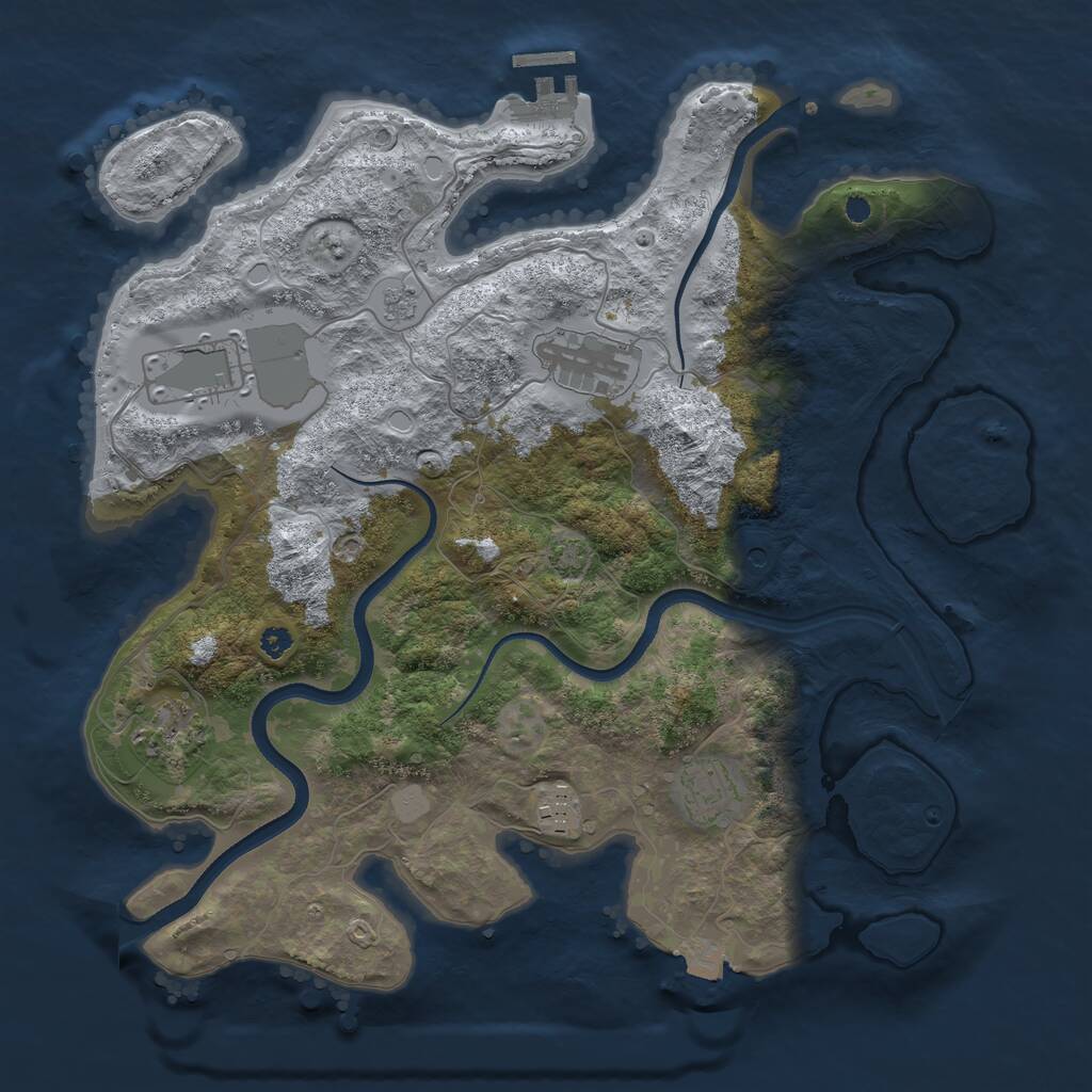 Rust Map: Procedural Map, Size: 3500, Seed: 2028009133, 10 Monuments