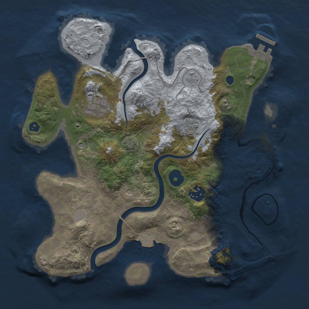 Rust Map: Procedural Map, Size: 3000, Seed: 3142024, 8 Monuments