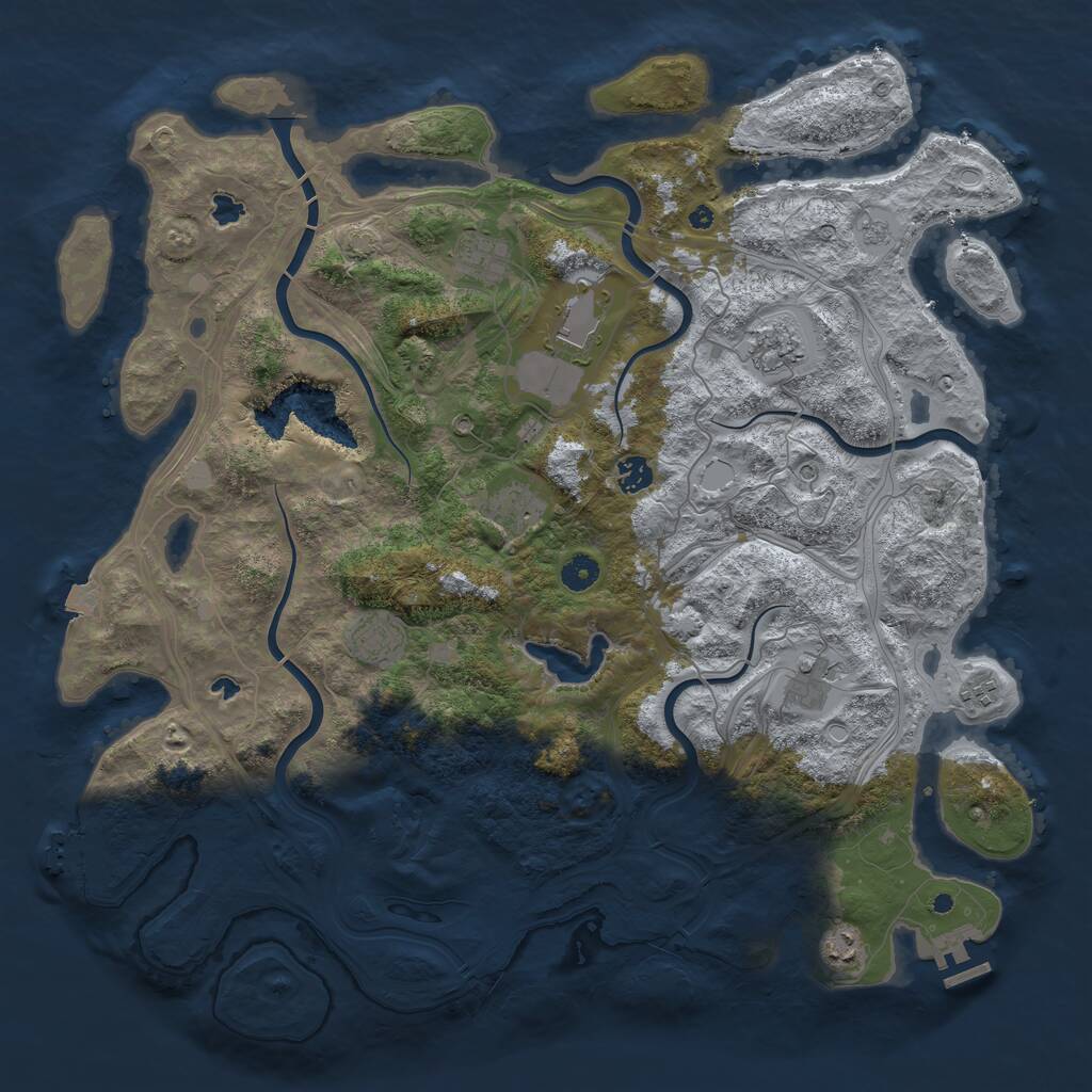 Rust Map: Procedural Map, Size: 4500, Seed: 1275708292, 15 Monuments