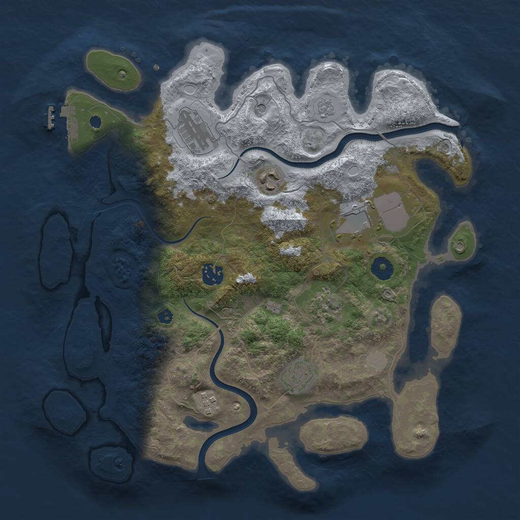Rust Map: Procedural Map, Size: 3500, Seed: 1320467828, 11 Monuments