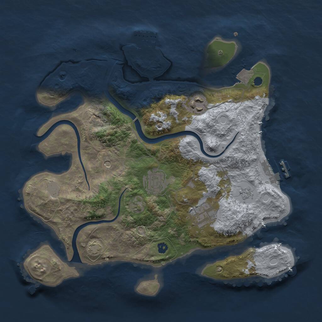 Rust Map: Procedural Map, Size: 3000, Seed: 1703625355, 9 Monuments