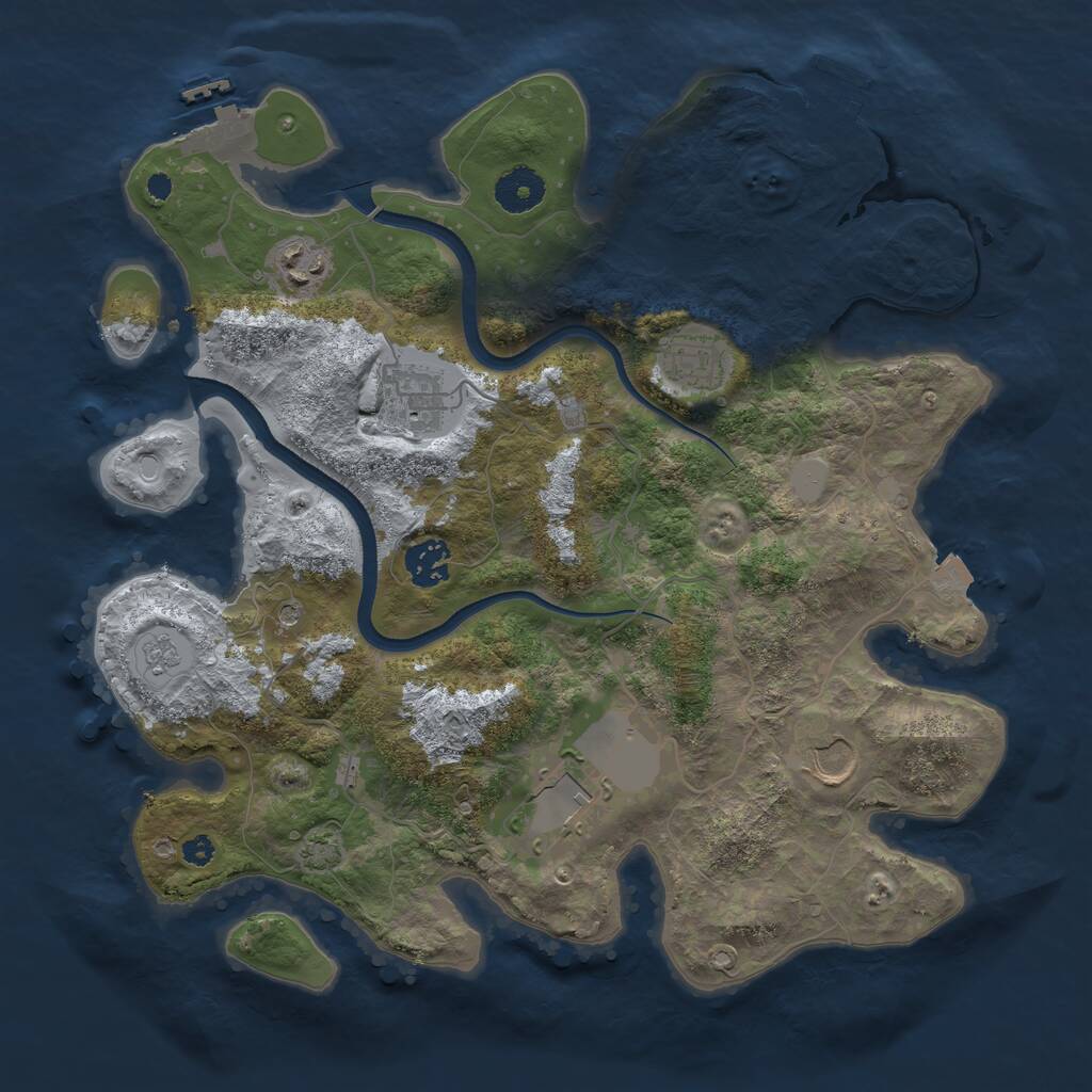 Rust Map: Procedural Map, Size: 3500, Seed: 421325678, 12 Monuments