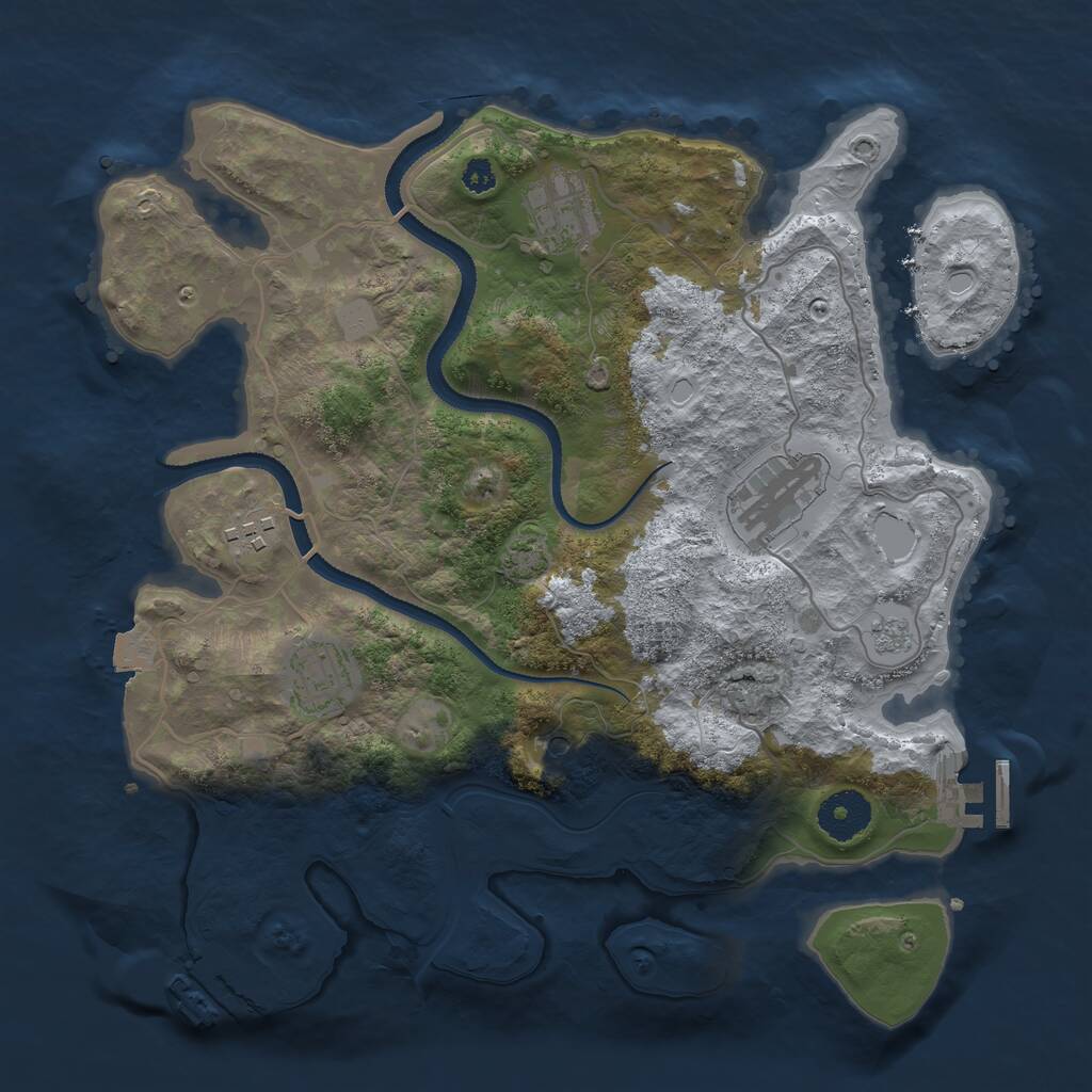 Rust Map: Procedural Map, Size: 3250, Seed: 1037744355, 10 Monuments