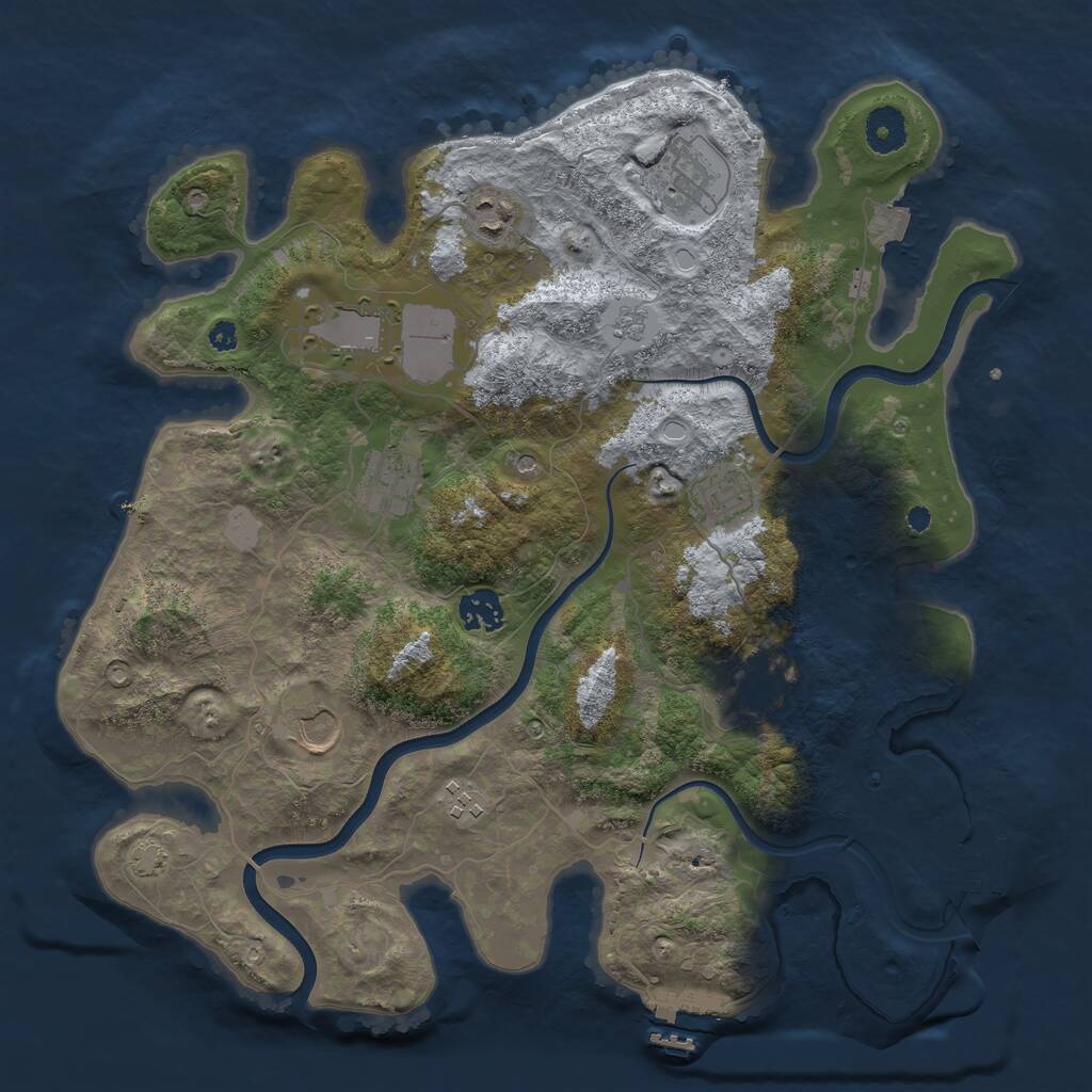 Rust Map: Procedural Map, Size: 3700, Seed: 1439301762, 15 Monuments