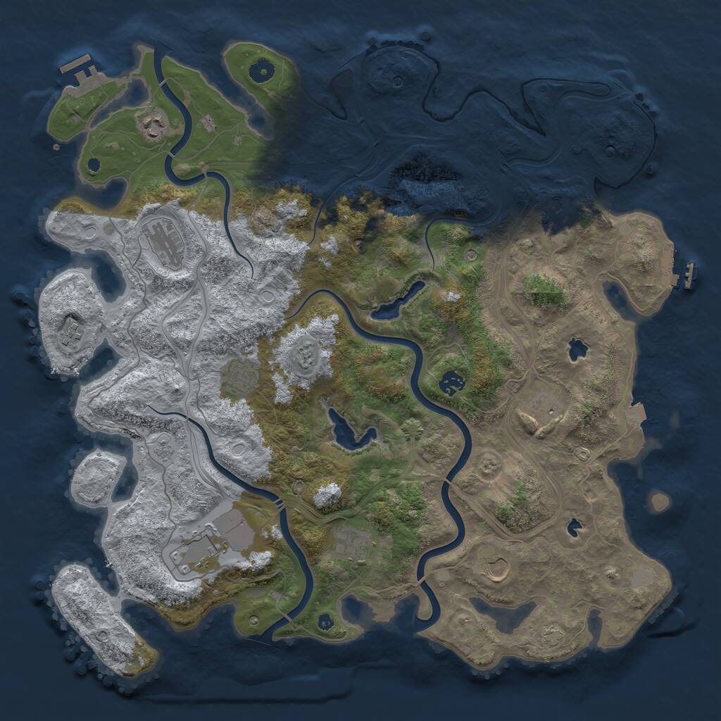 Rust Map: Procedural Map, Size: 4500, Seed: 1061024055, 16 Monuments