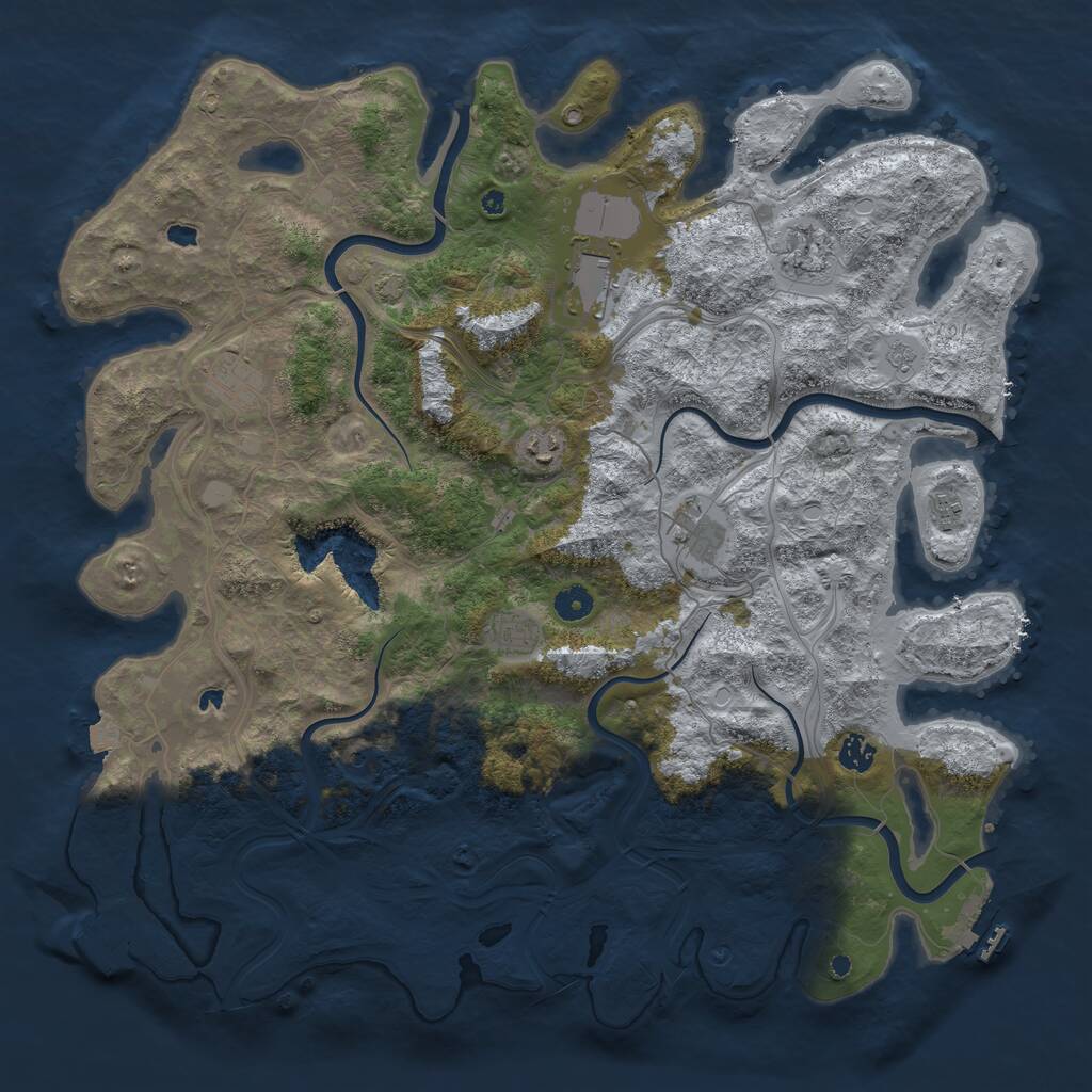 Rust Map: Procedural Map, Size: 4500, Seed: 229155511, 14 Monuments