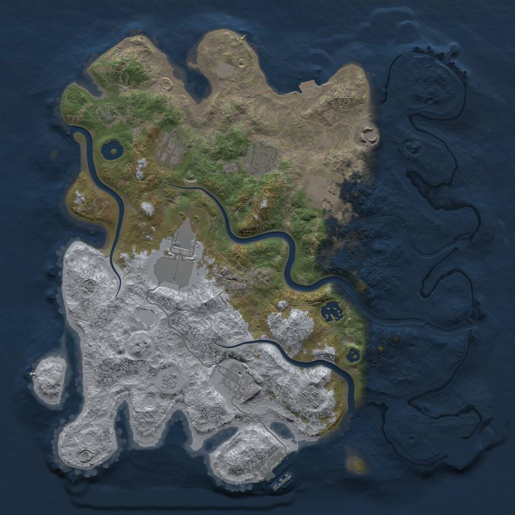 Rust Map: Procedural Map, Size: 3700, Seed: 686183240, 14 Monuments