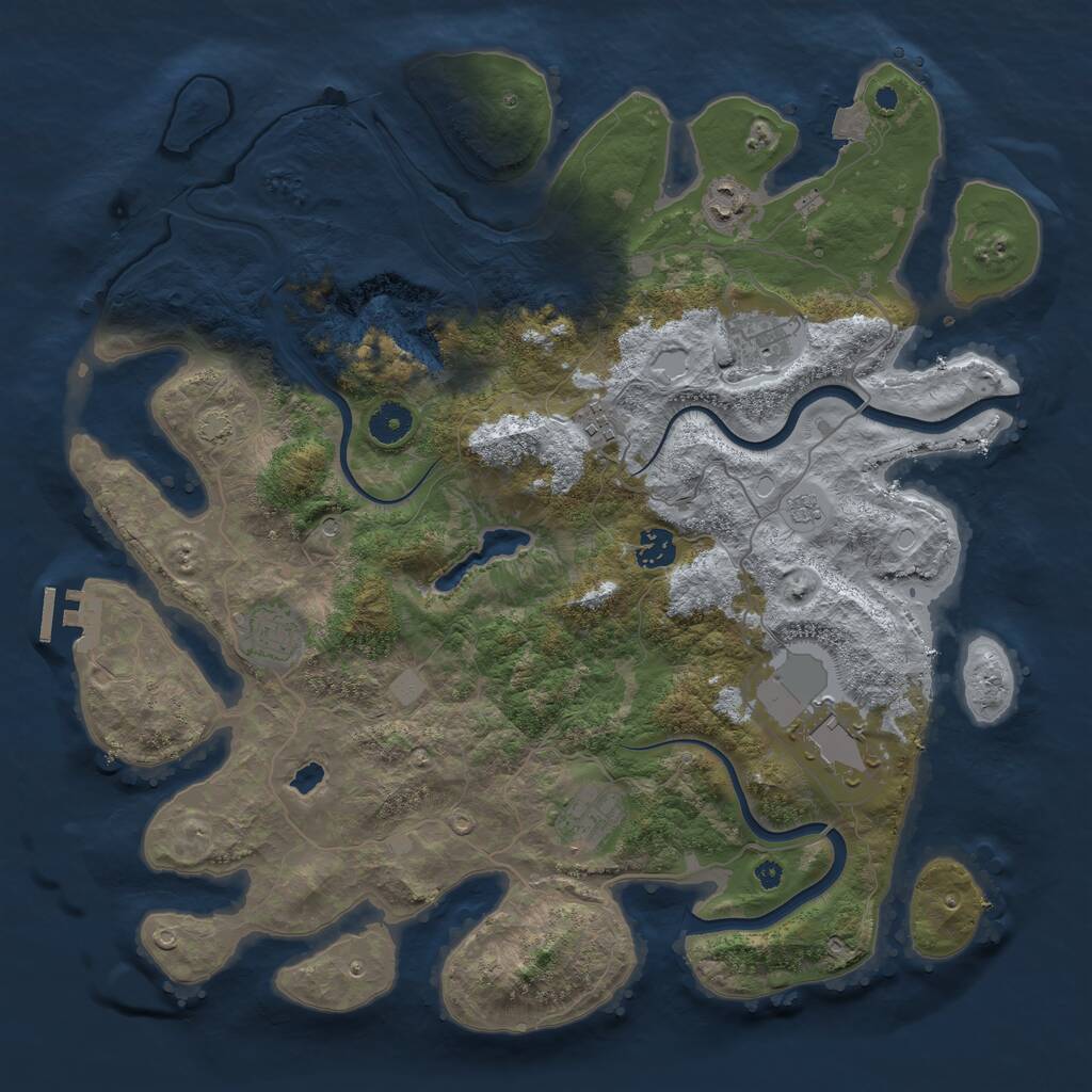 Rust Map: Procedural Map, Size: 4000, Seed: 90801, 12 Monuments