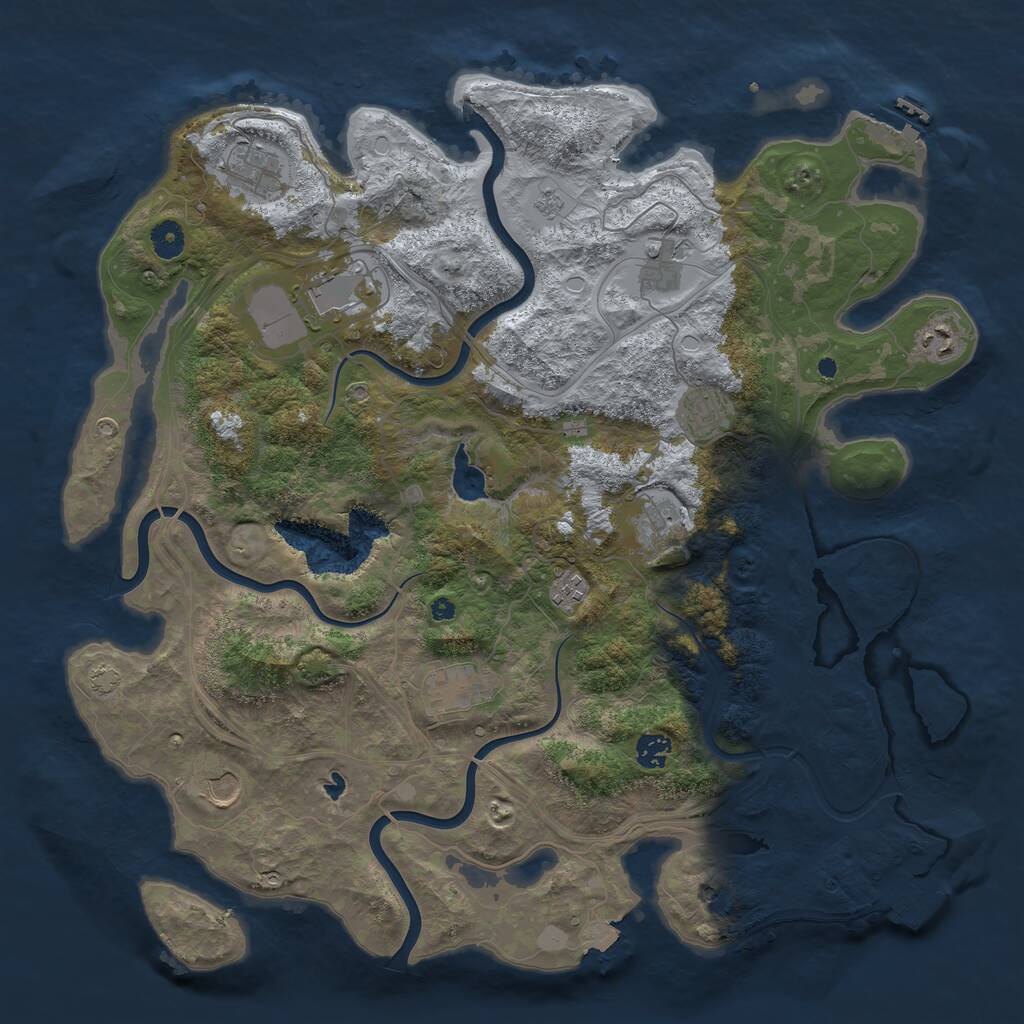 Rust Map: Procedural Map, Size: 4300, Seed: 861157765, 16 Monuments