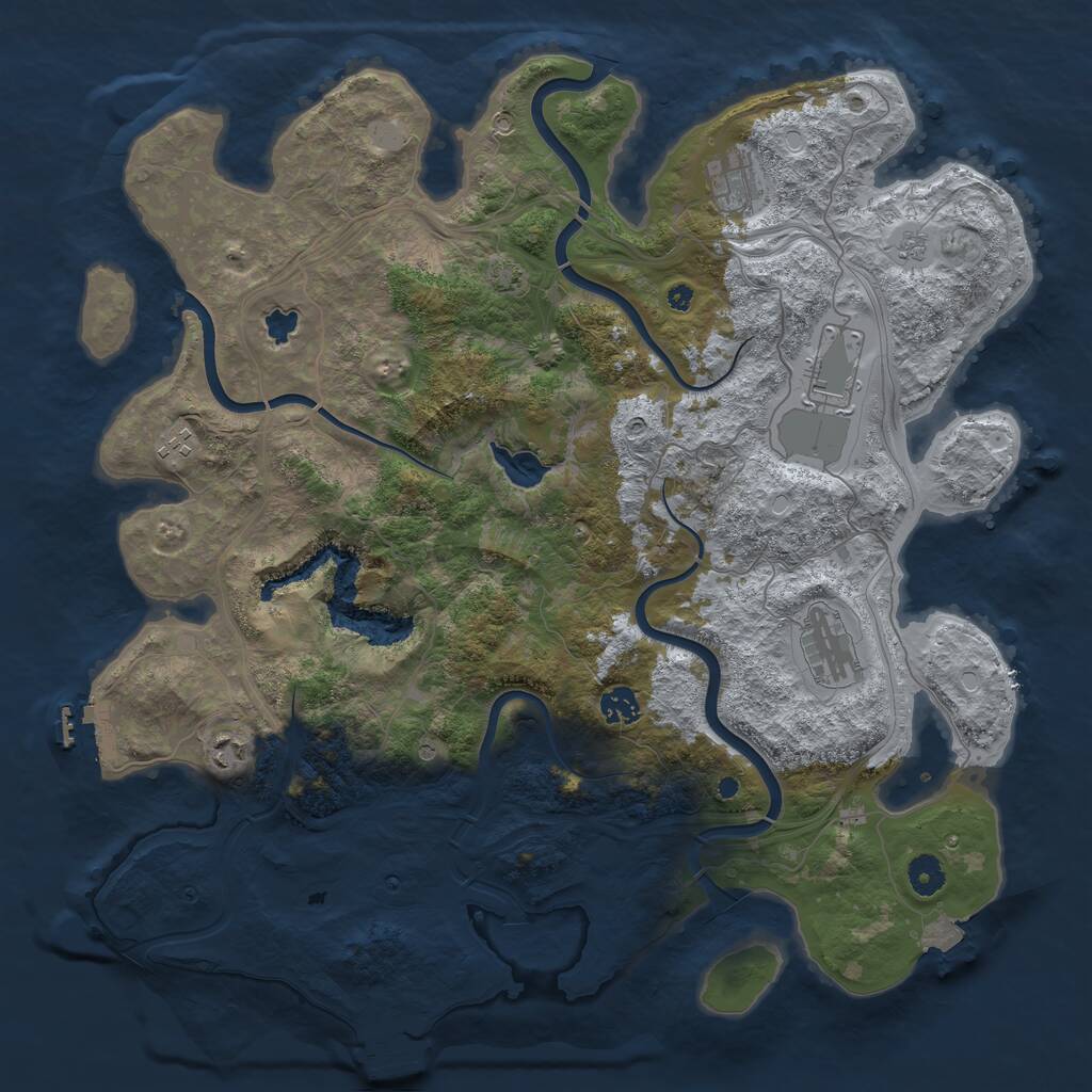 Rust Map: Procedural Map, Size: 4250, Seed: 1691532854, 12 Monuments