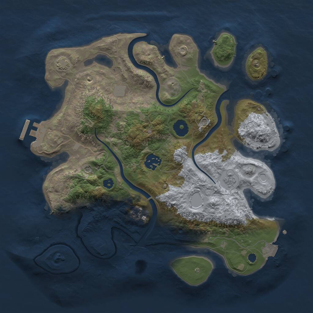 Rust Map: Procedural Map, Size: 3000, Seed: 574847286, 7 Monuments